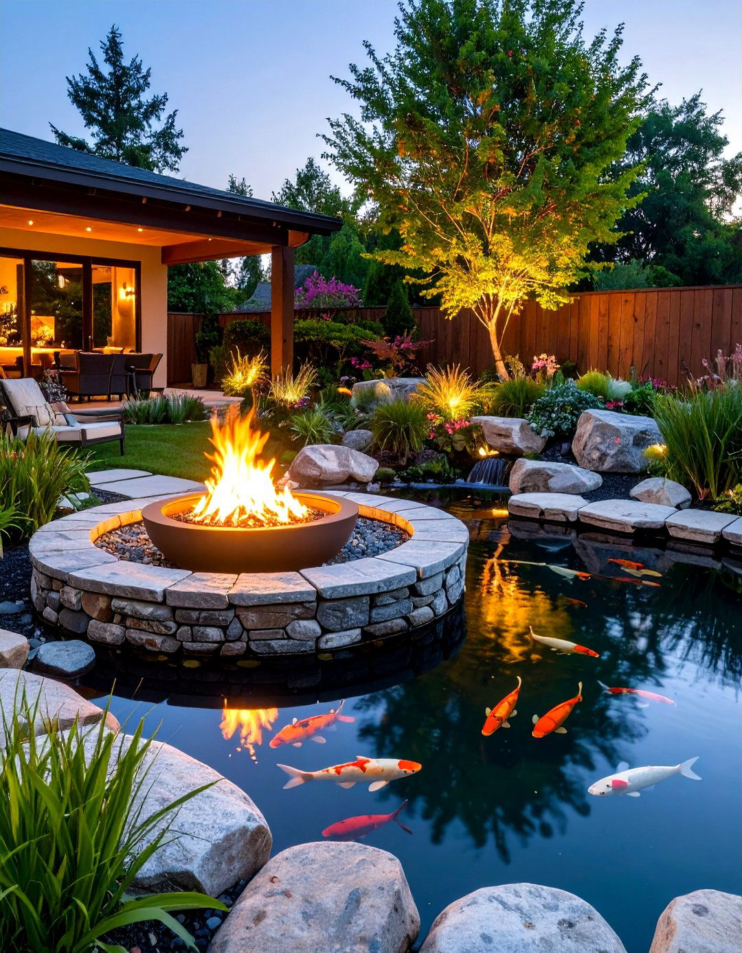 The Fire and Water Pond - 30 backyard koi pond ideas