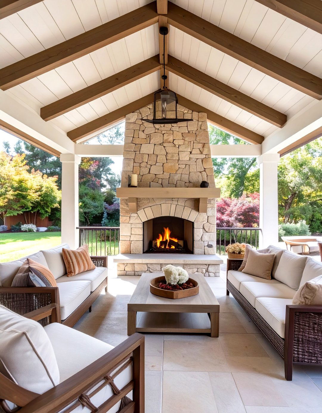 The Fireplace Focused Covered Patio - 30 covered patio designs