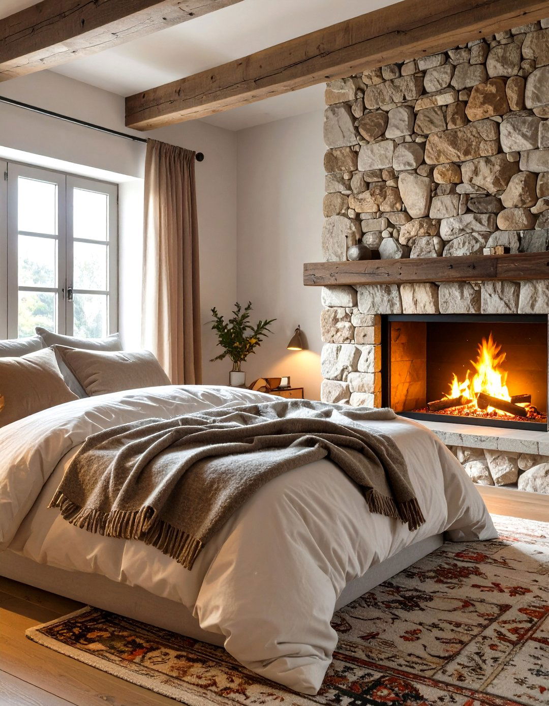 The Fireside Glow Bedroom - 30 cabin bedroom ideas
