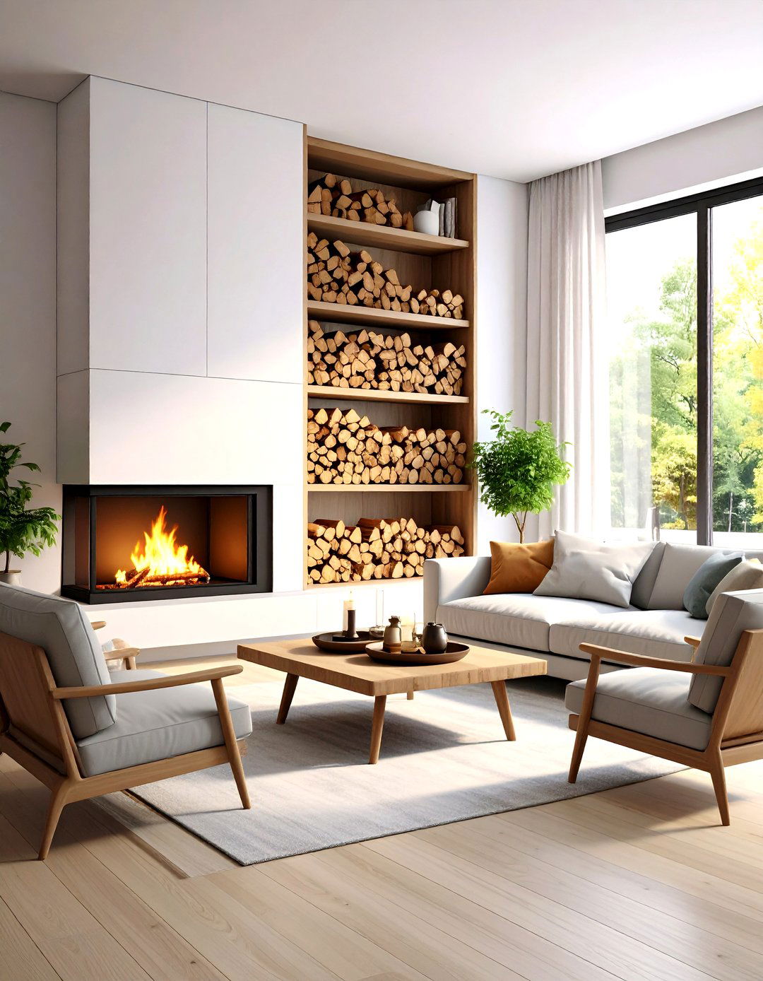 The Firewood Niche Living Room Shelf - 30 living room shelf ideas