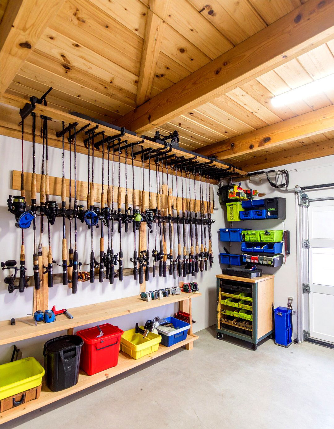 The Fishing Rod Ceiling Rack - 30 garage storage ideas diy
