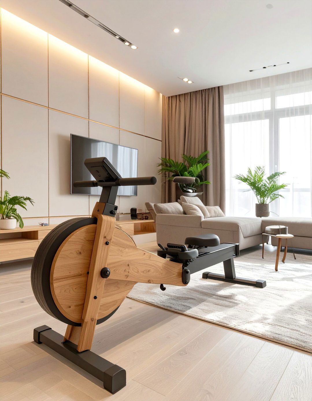 The Fitness Integrated Living Room - 30 mens living room ideas