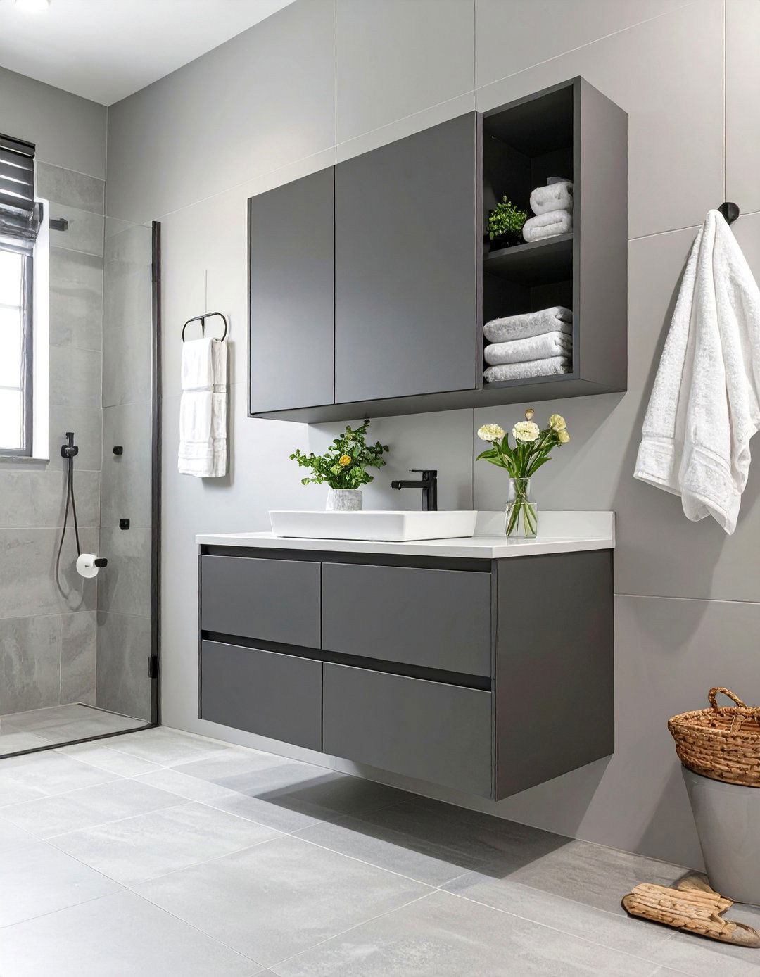 The Floating Cabinet Design - 30 bathroom linen closet ideas