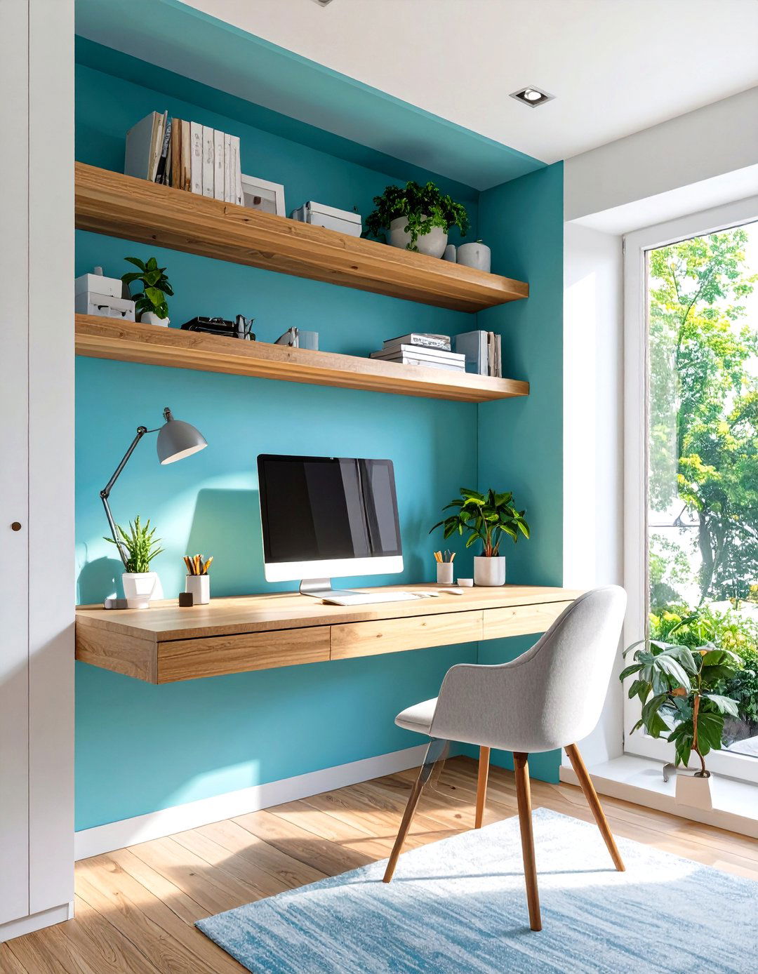 The Floating Desk Home Office - 30 home office interior design ideas