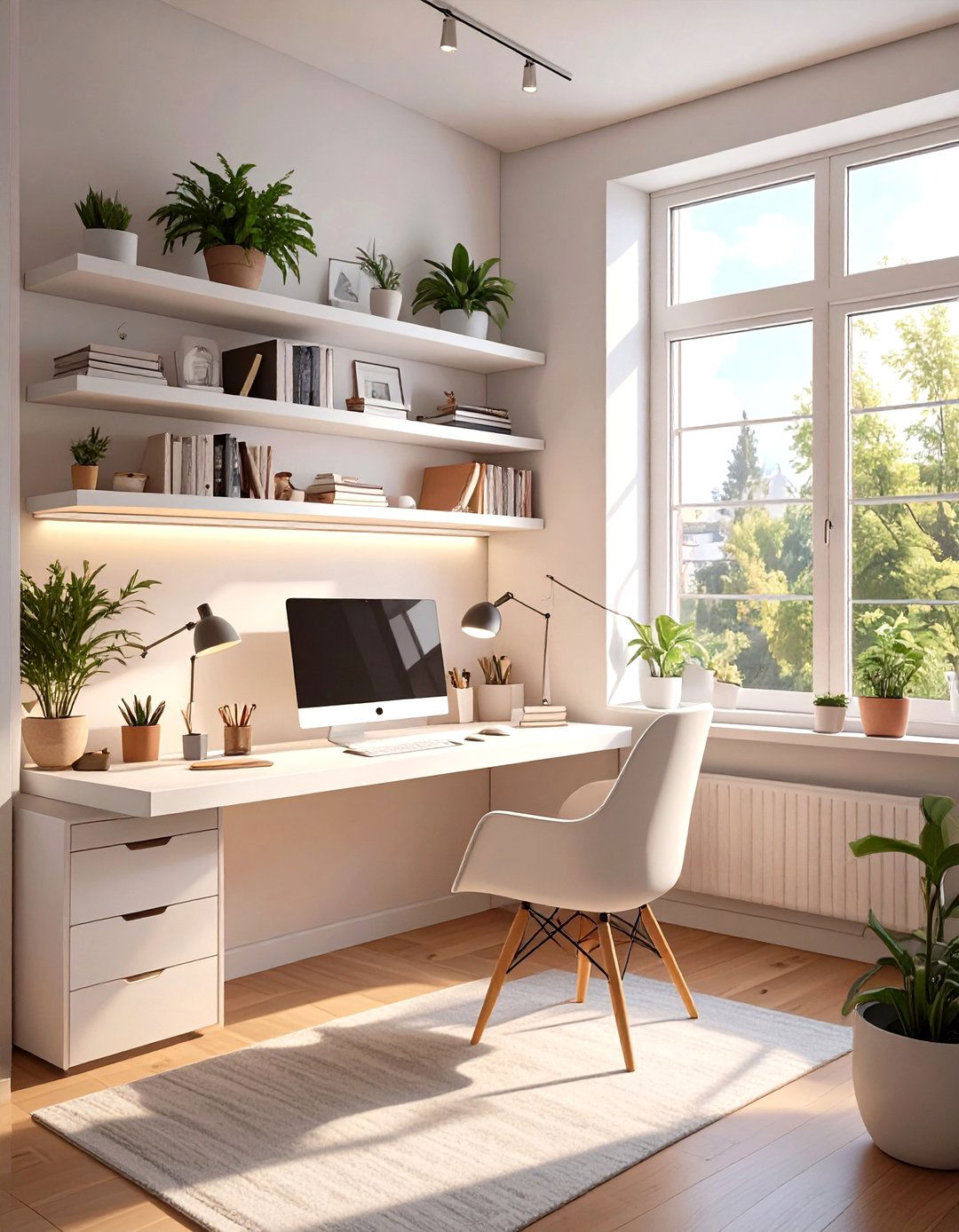 The Floating Desk Small Office Nook - 30 low budget small office interior design ideas