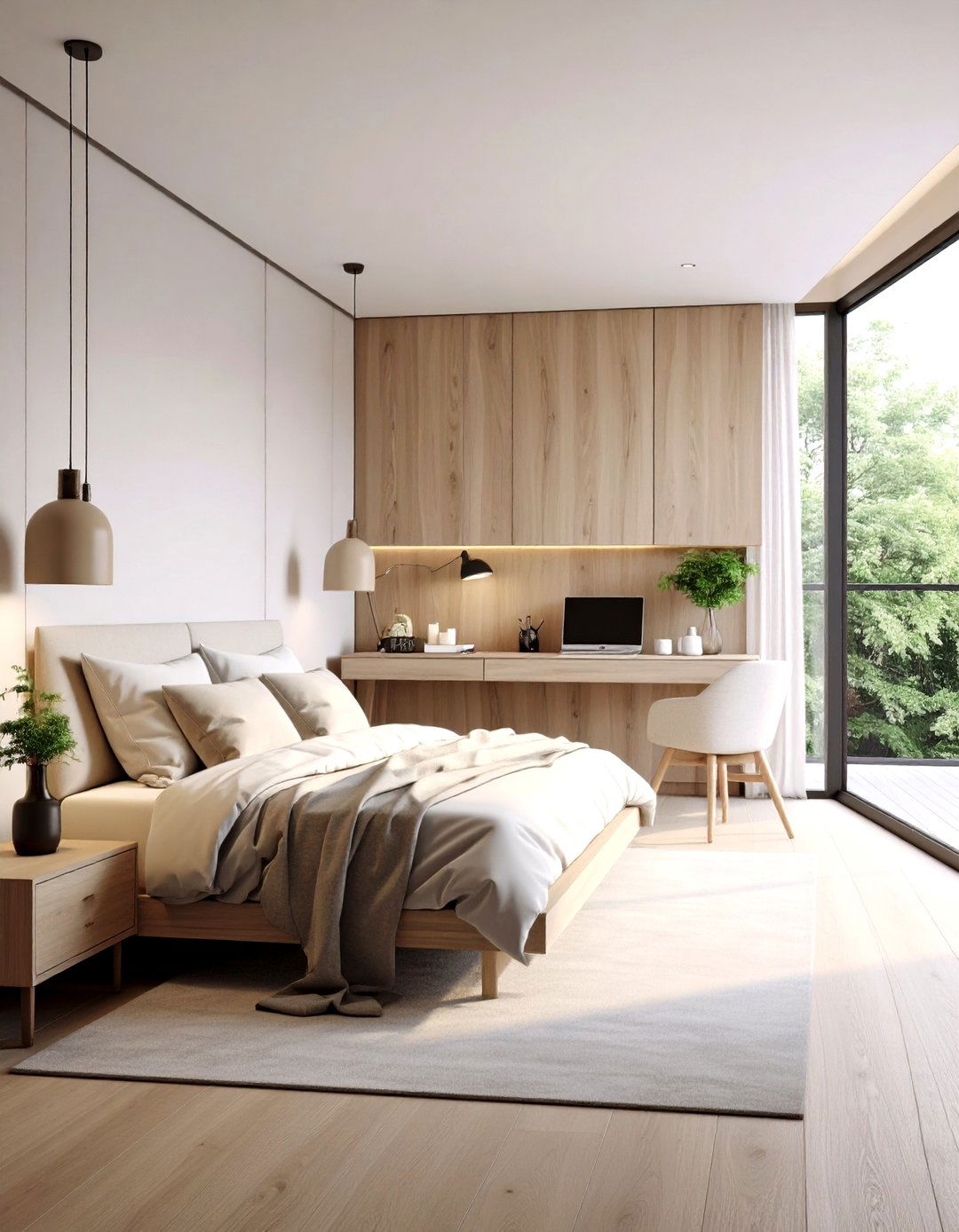 The Floating Desk and Bed Combo - 30 layout ways to arrange a small bedroom ideas