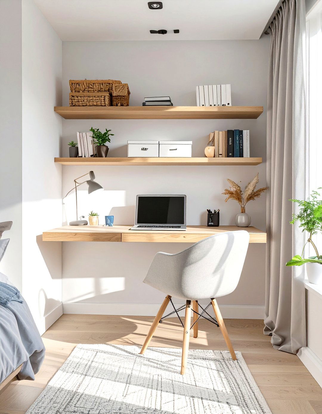 The Floating Desk and Shelving Home Office - 30 home office organization ideas