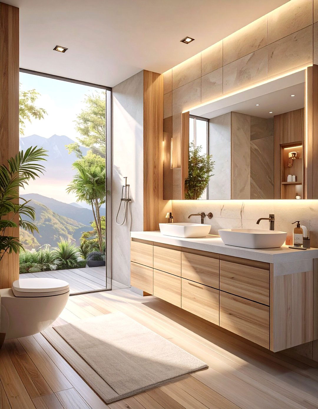 The Floating Elements Master Bathroom - 30 luxury modern luxury master bathroom ideas