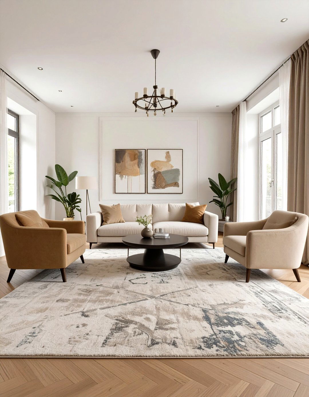 The Floating Furniture Layout - 30 how to design a living room with large furniture ideas