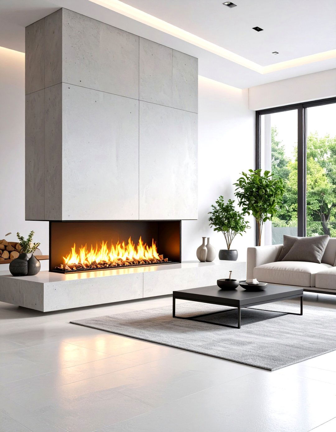 The Floating Hearth Fireplace - 30 living room modern fireplace ideas