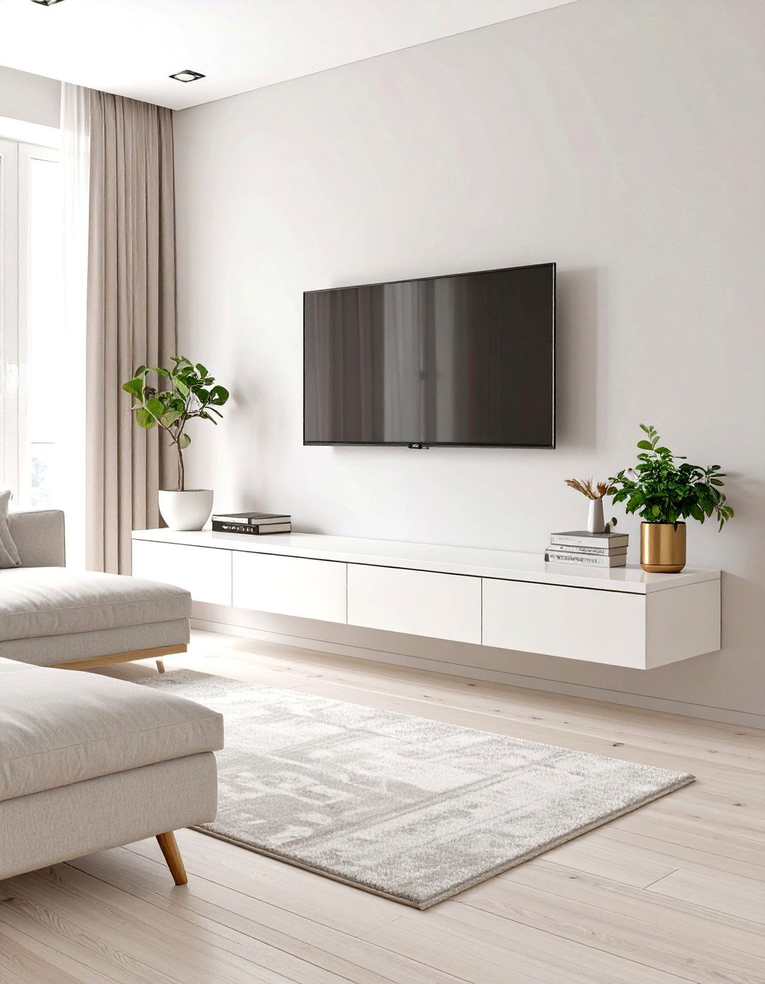 The Floating Media Console Living Room - 30 modern living room ideas with tv