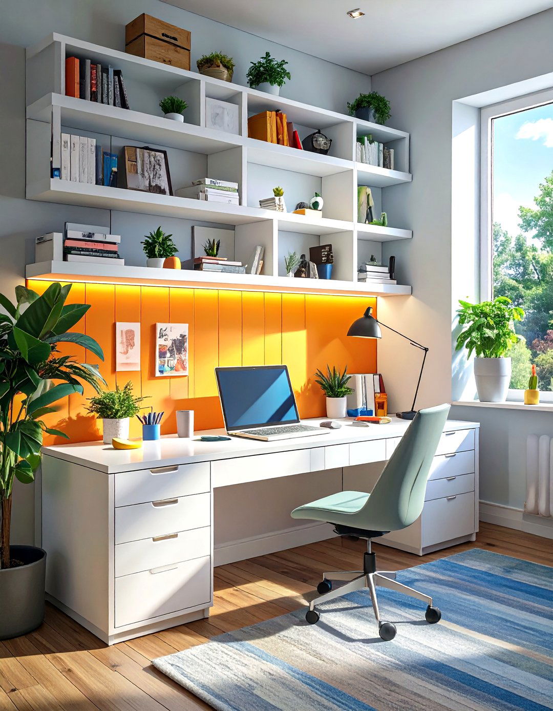 The Floating Minimalist Wall Mounted Desk - 30 office desk setup ideas