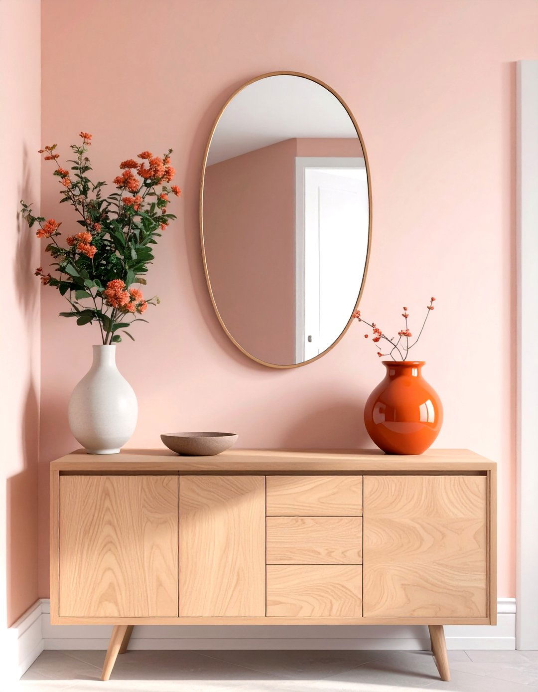 The Floating Pill Shaped Entryway Mirror - 30 modern entryway mirror ideas