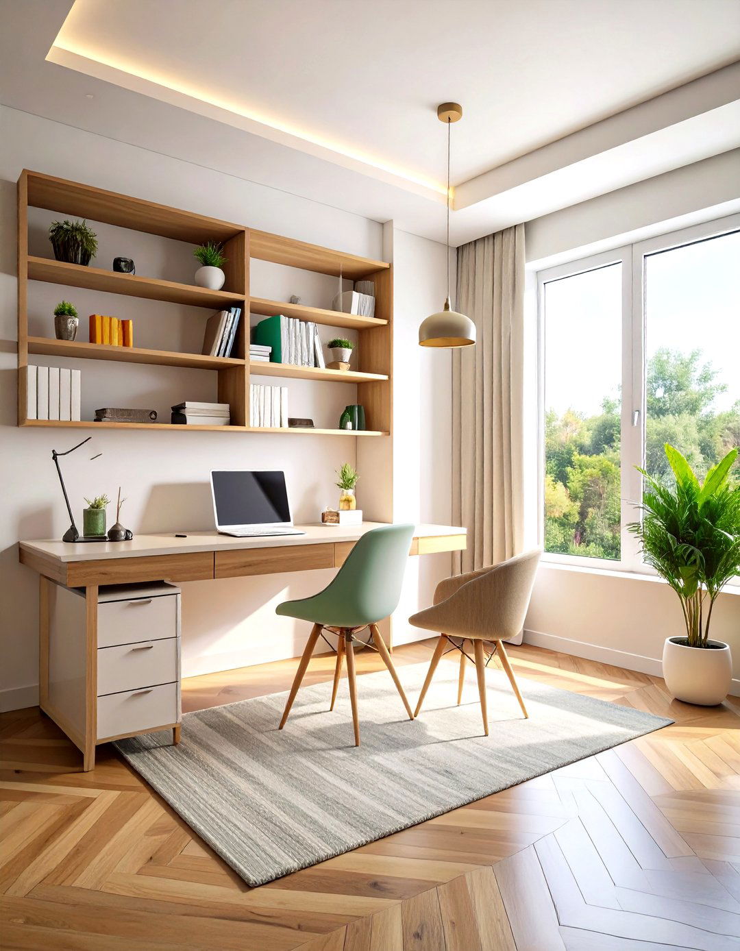 The Floating Shelf Workstation Living Room Office - 30 living room office ideas