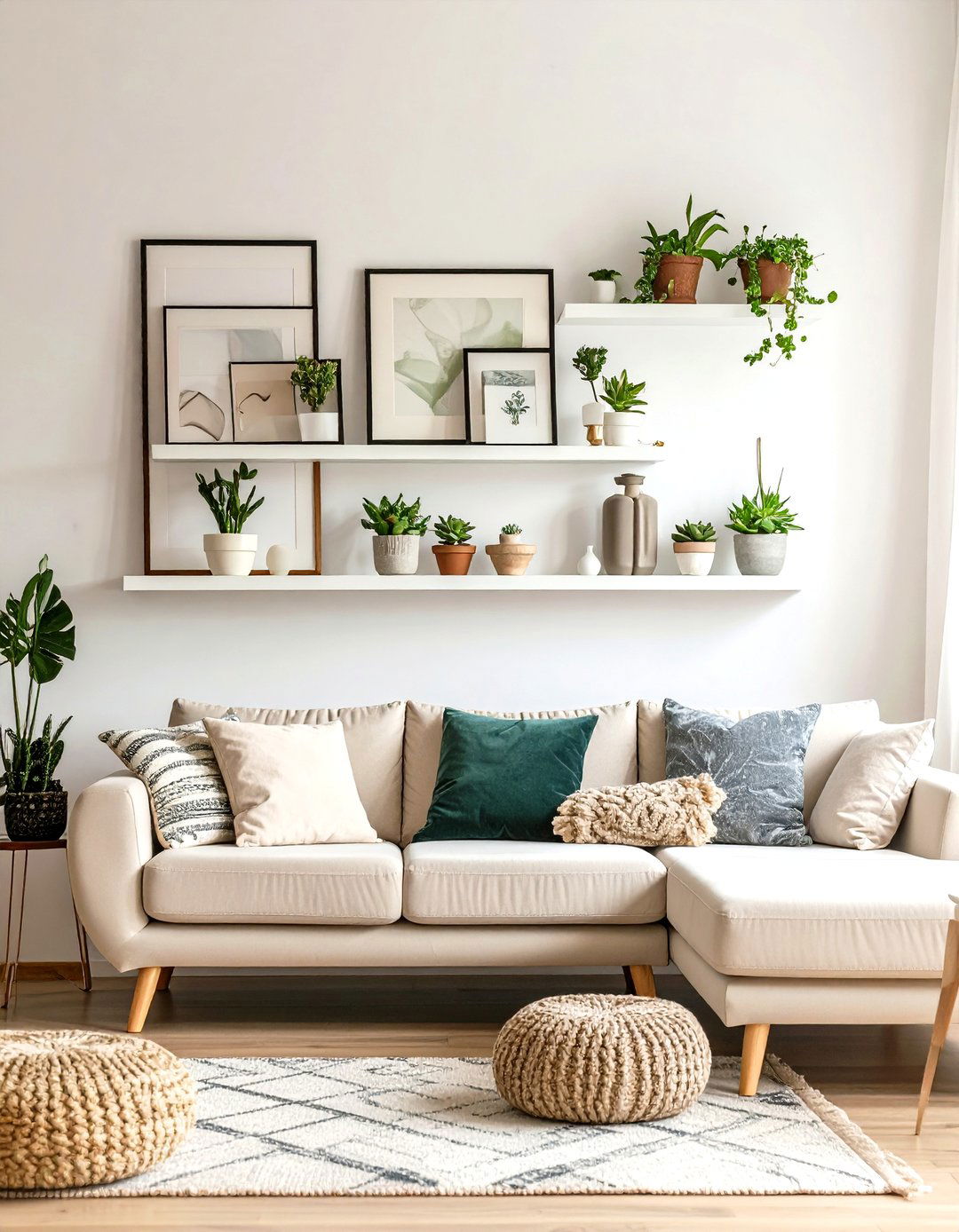 The Floating Shelves Gallery Wall - 30 living room gallery wall ideas