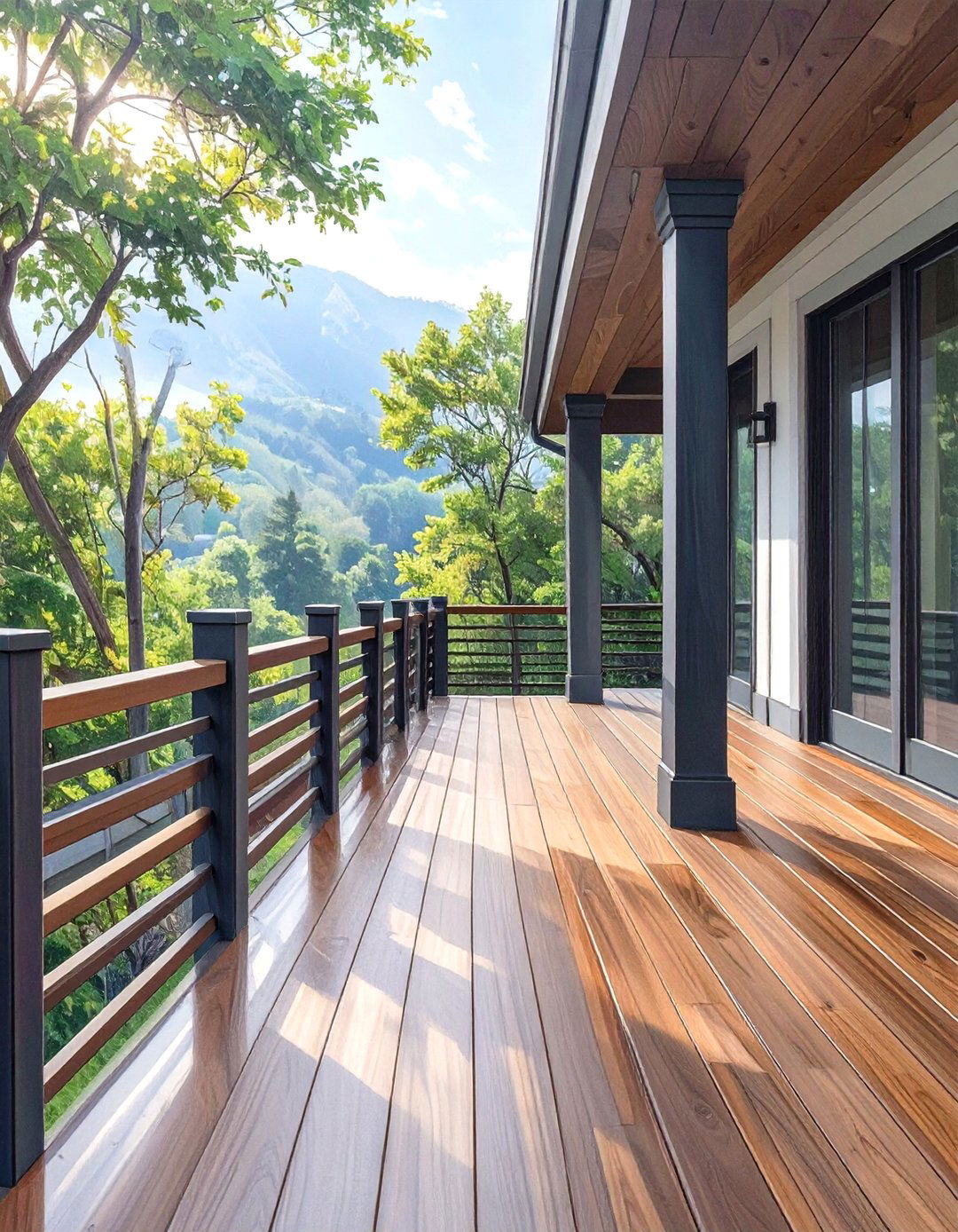 The Floating Slat Design - 30 modern horizontal deck railing ideas