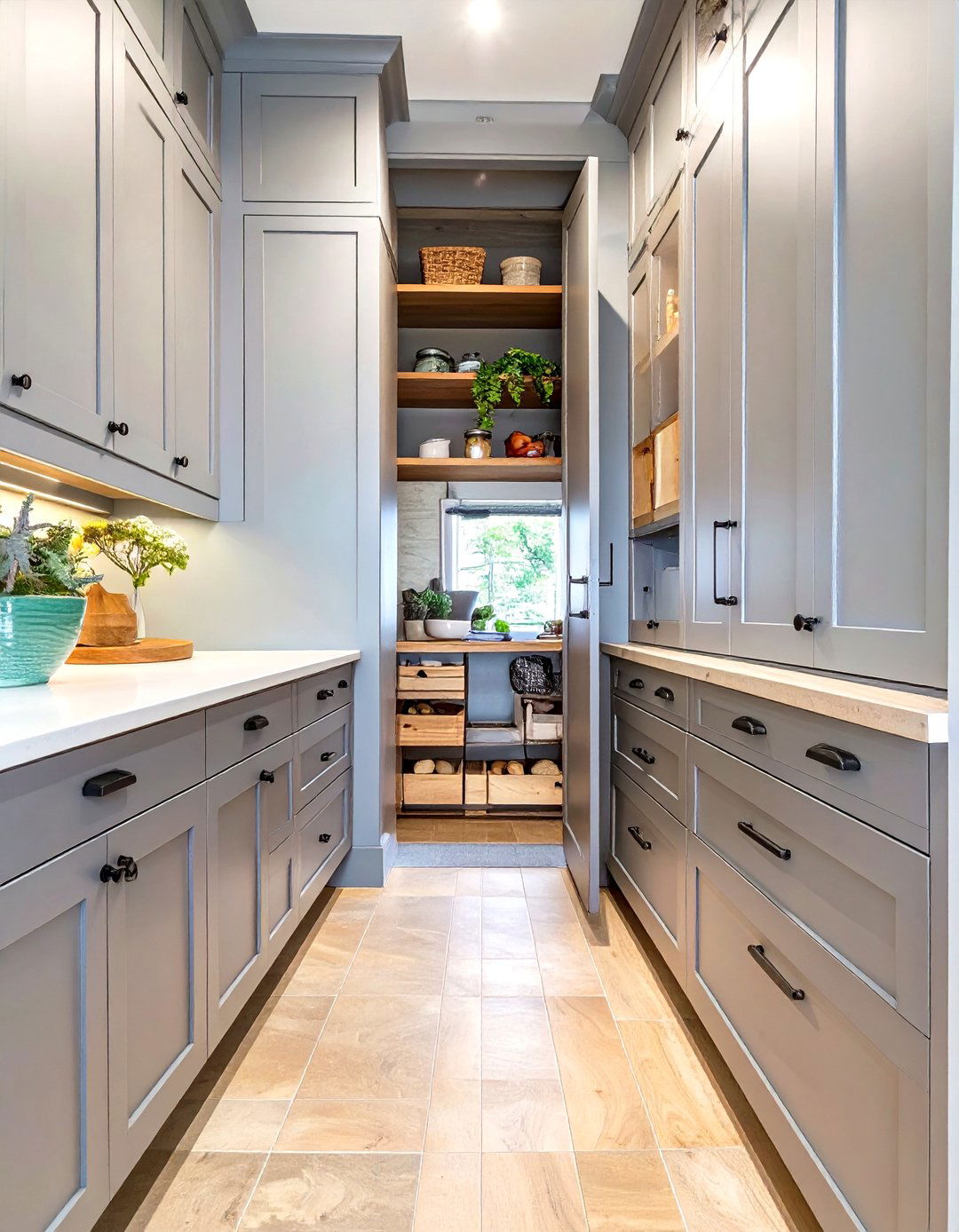 The Floor to Ceiling Cabinet Pantry - 30 hidden small walk in pantry ideas