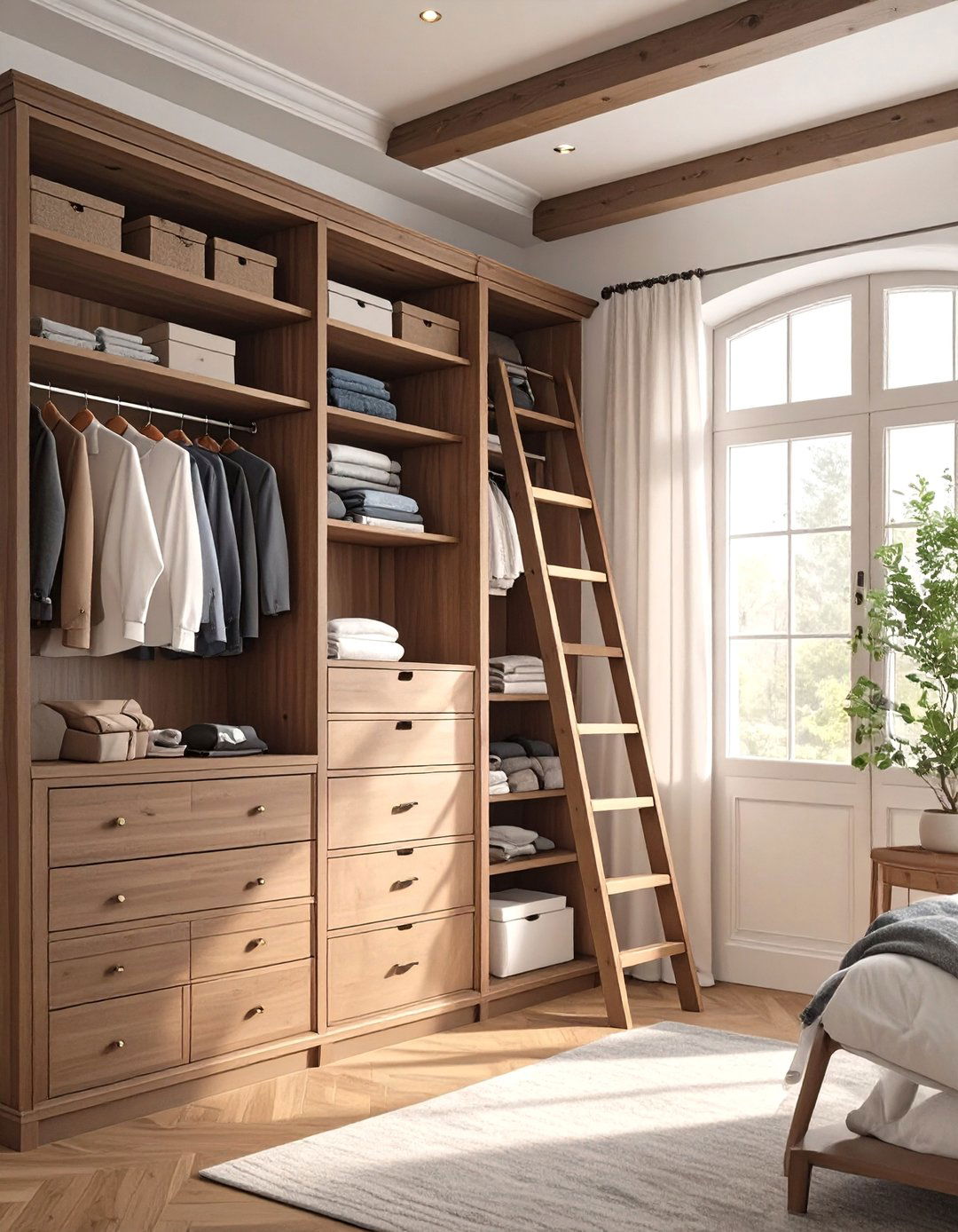The Floor to Ceiling Library Ladder Wardrobe - 30 bedroom wardrobe design ideas
