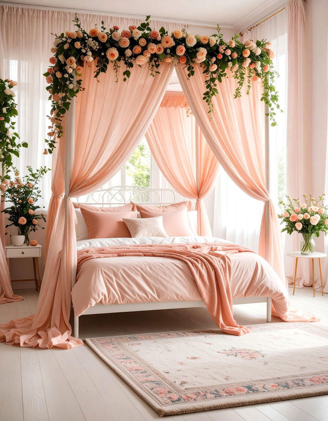 The Floral Canopy Bed Bedroom - 30 90s interior design ideas
