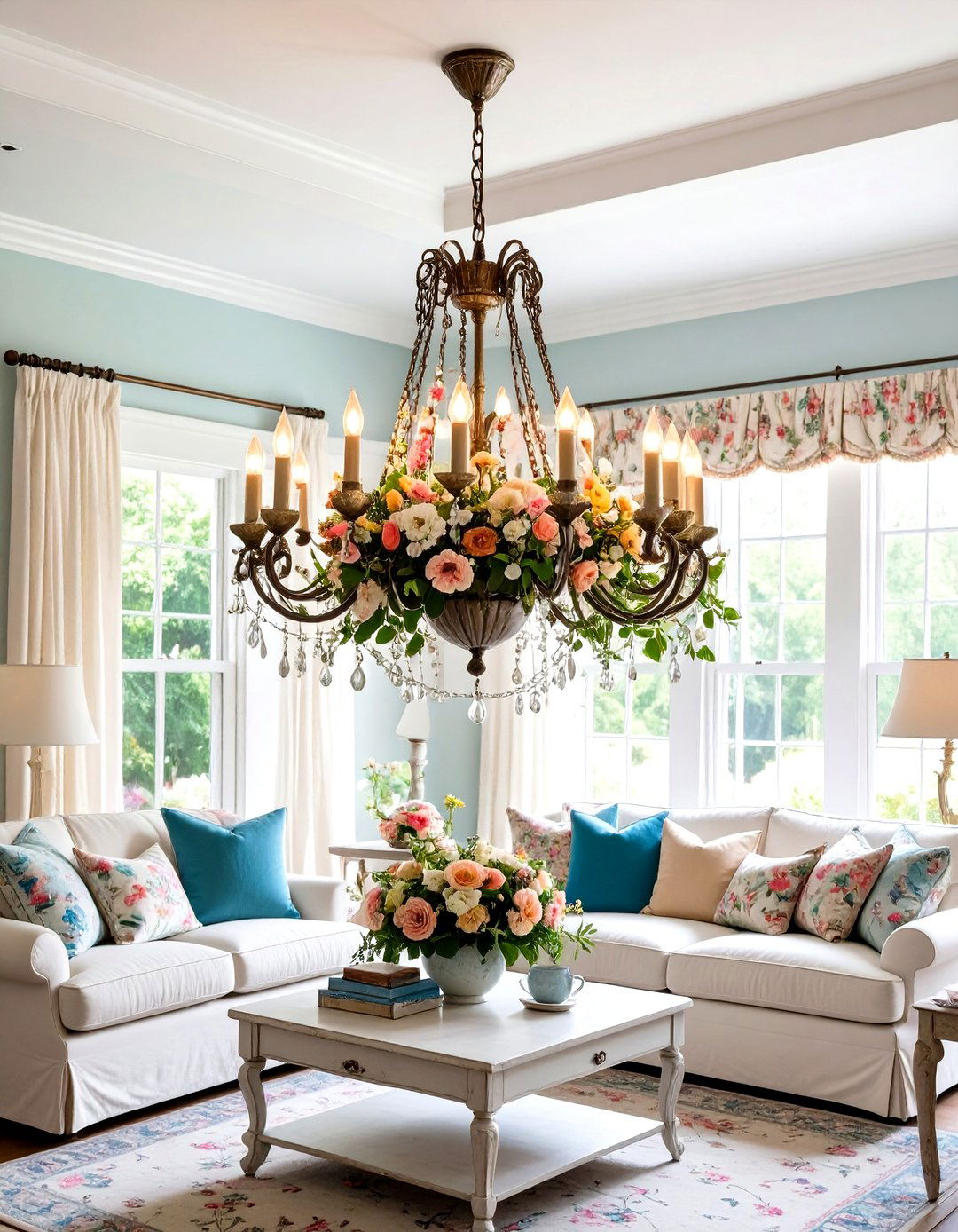 The Floral or Botanical Chandelier - 30 living room chandelier ideas