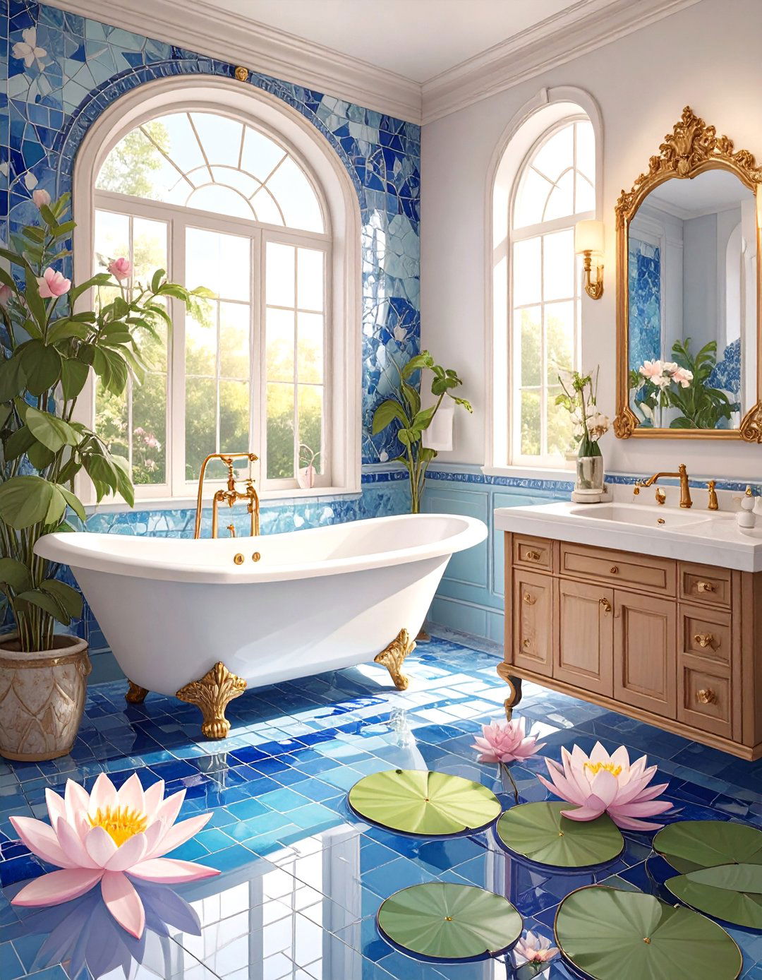 The Flowing Water Lilly Bathroom - 30 art nouveau interior design ideas
