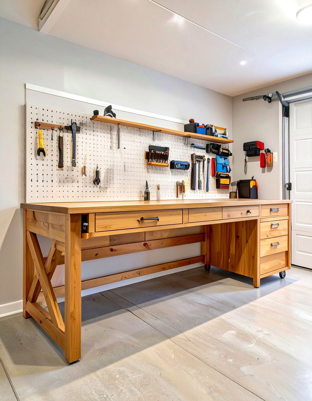 The Fold Down Murphy Style Garage Workbench - 30 cool garage workbench ideas