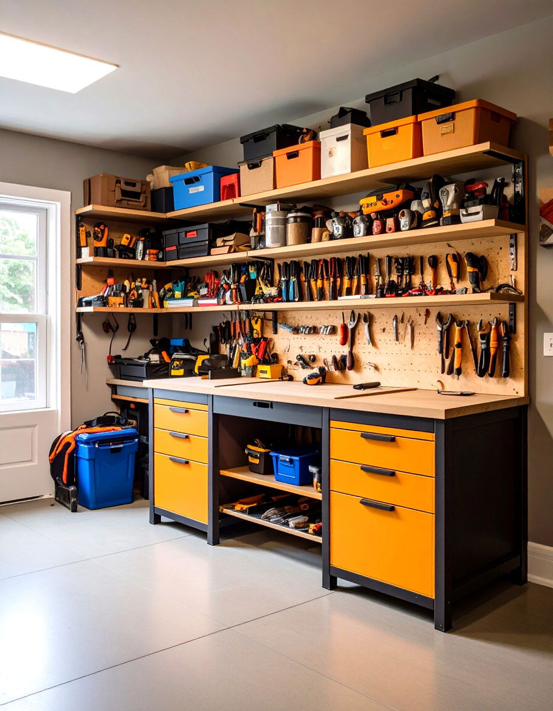 The Fold Down Workbench and Craft Nook - 30 garage storage ideas diy