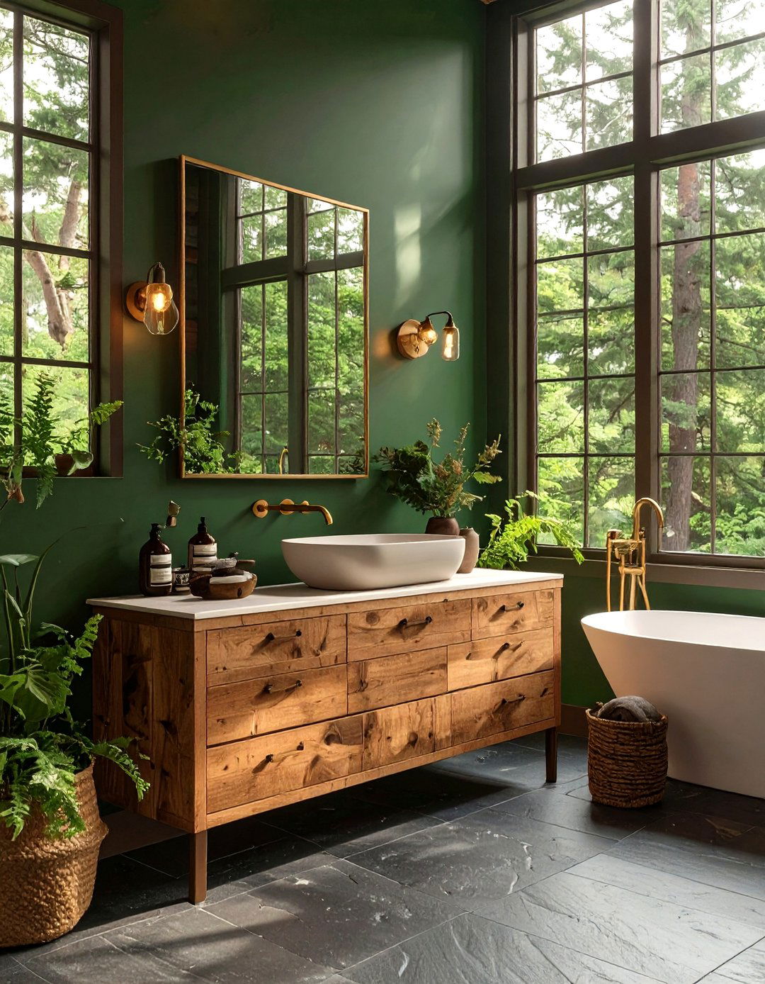 The Forest Green Escape Bathroom - 30 bathroom color ideas 2025