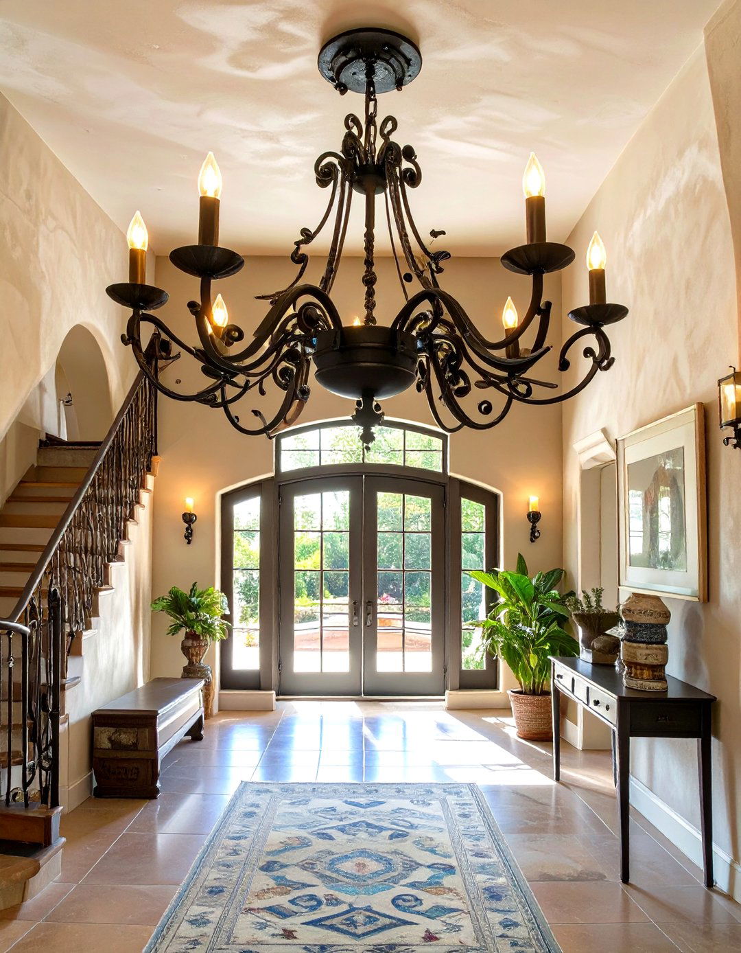 The Forged Iron Scroll Foyer Chandelier - 30 foyer chandelier ideas
