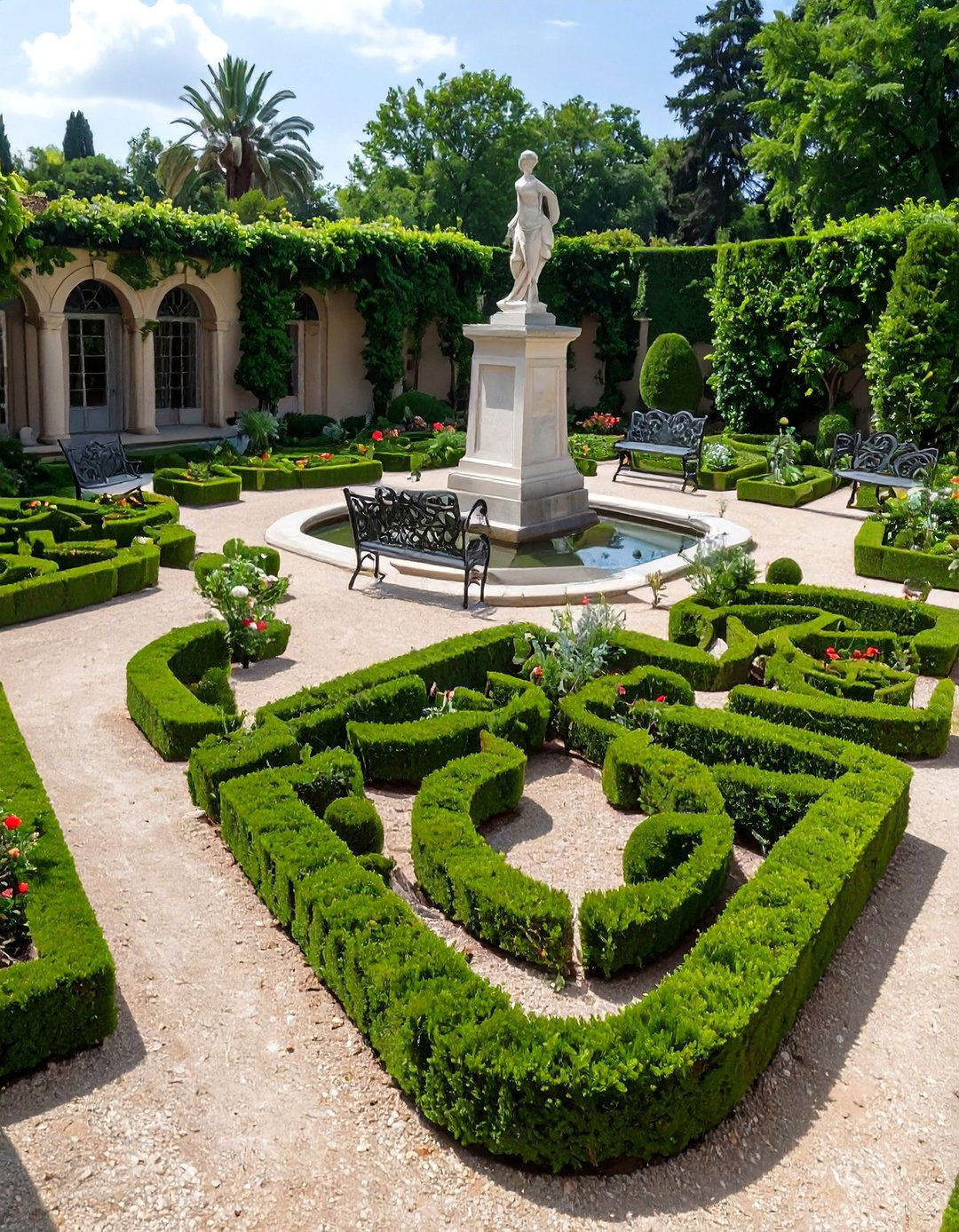 The Formal French Parterre Patio - 30 backyard patio landscaping ideas