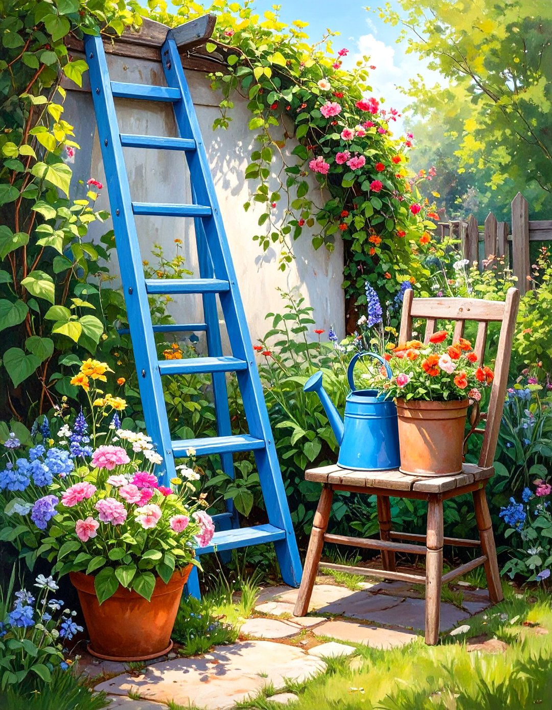 The Found Object Decor Garden - 30 low maintenance cottage garden ideas