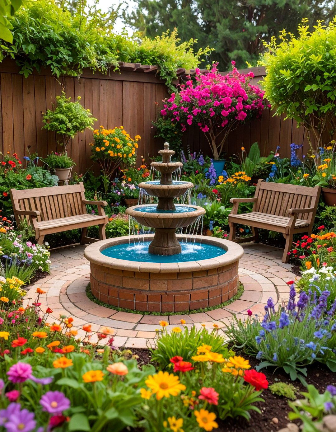 The Fountain Courtyard Garden - 30 backyard fairy garden ideas