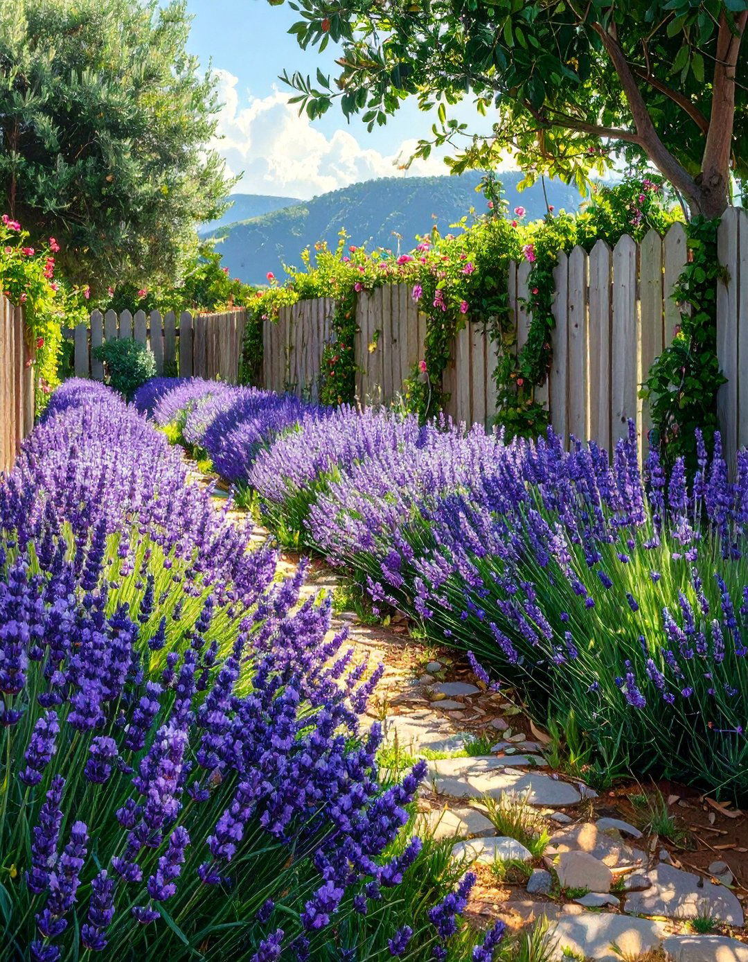 The Fragrant Lavender Field Border - 30 along fence simple backyard landscaping ideas