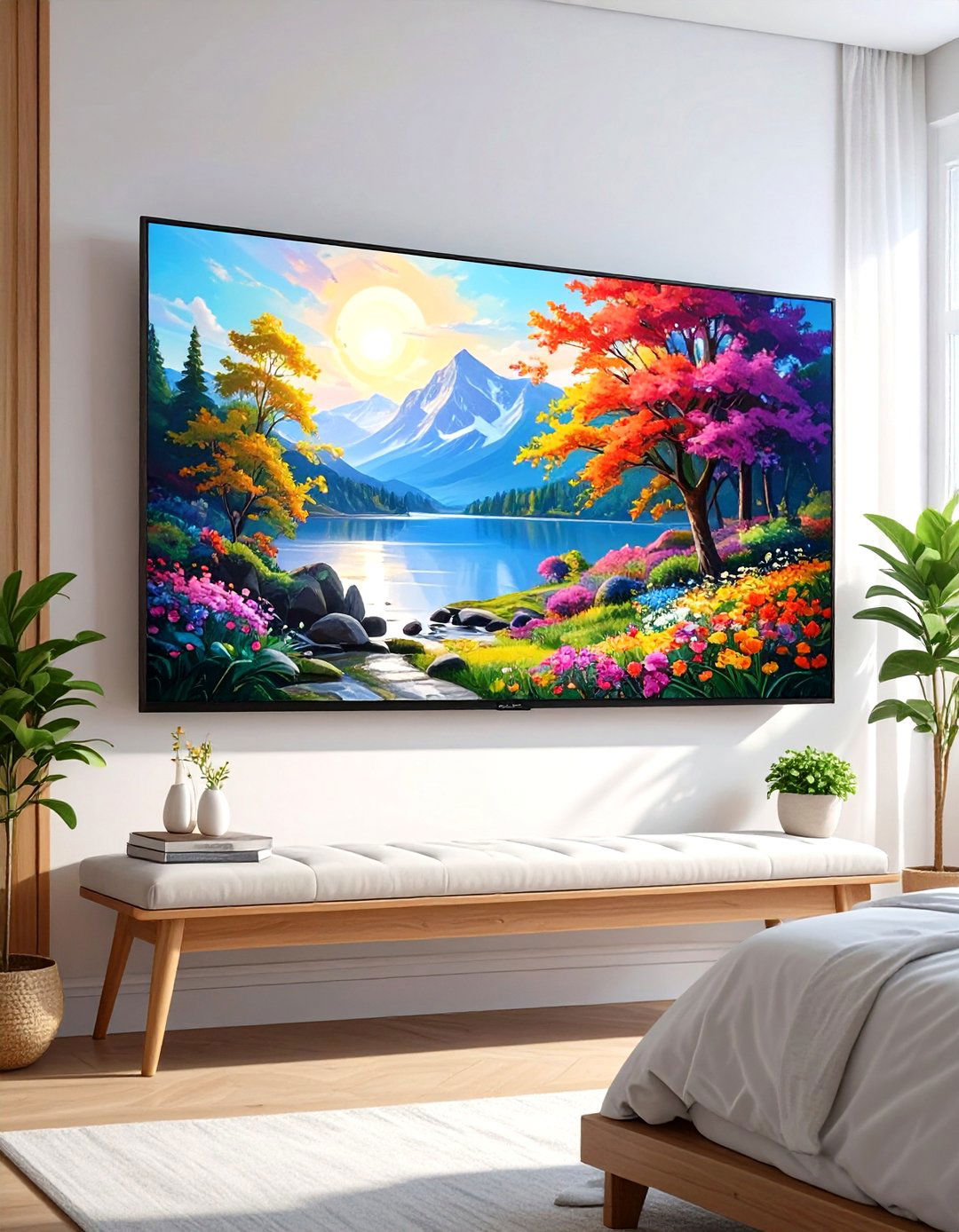 The Frame TV as Digital Artwork - 30 tv in bedroom ideas