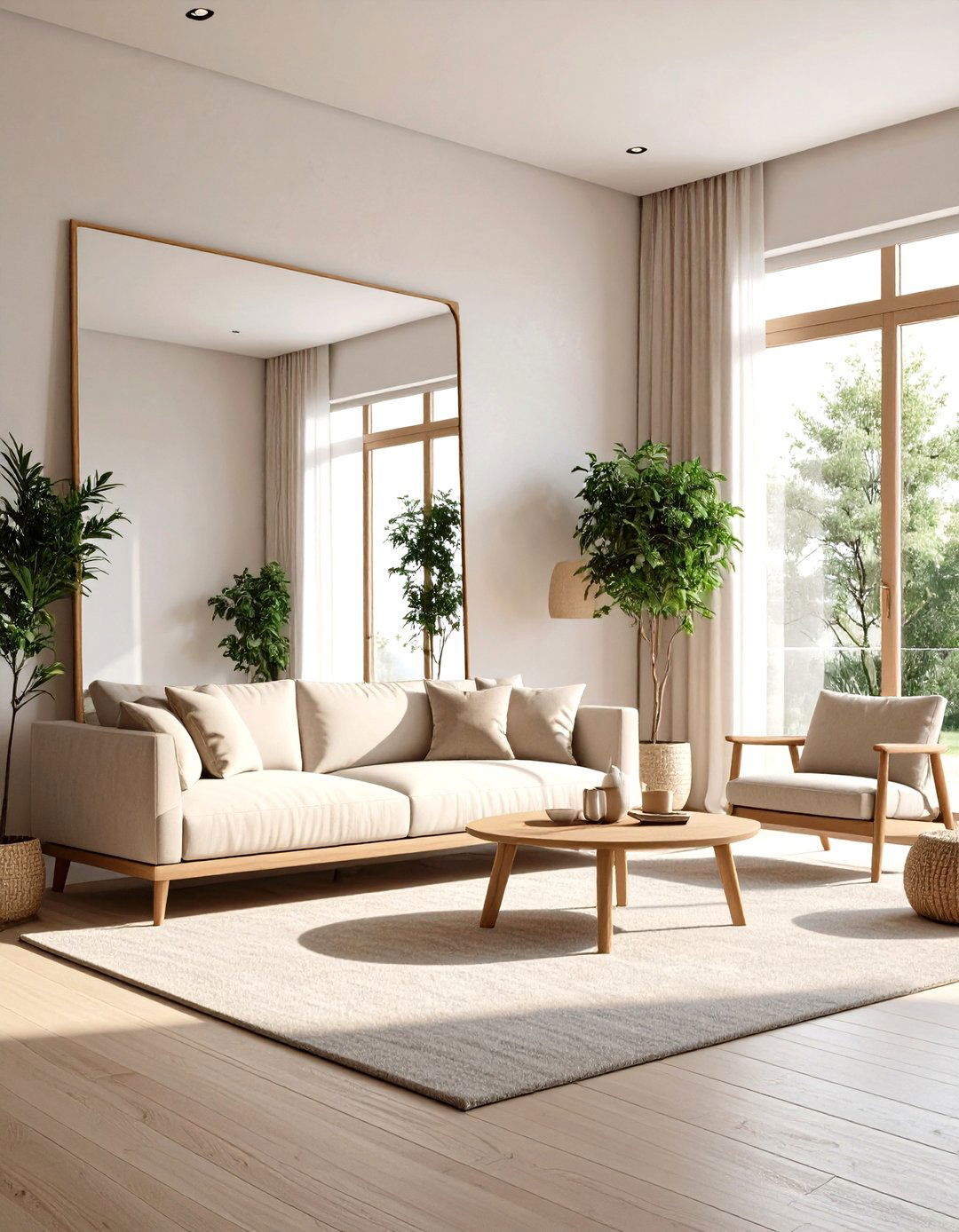 The Frameless Large Mirror Illusion - 30 decorating ideas for small living room