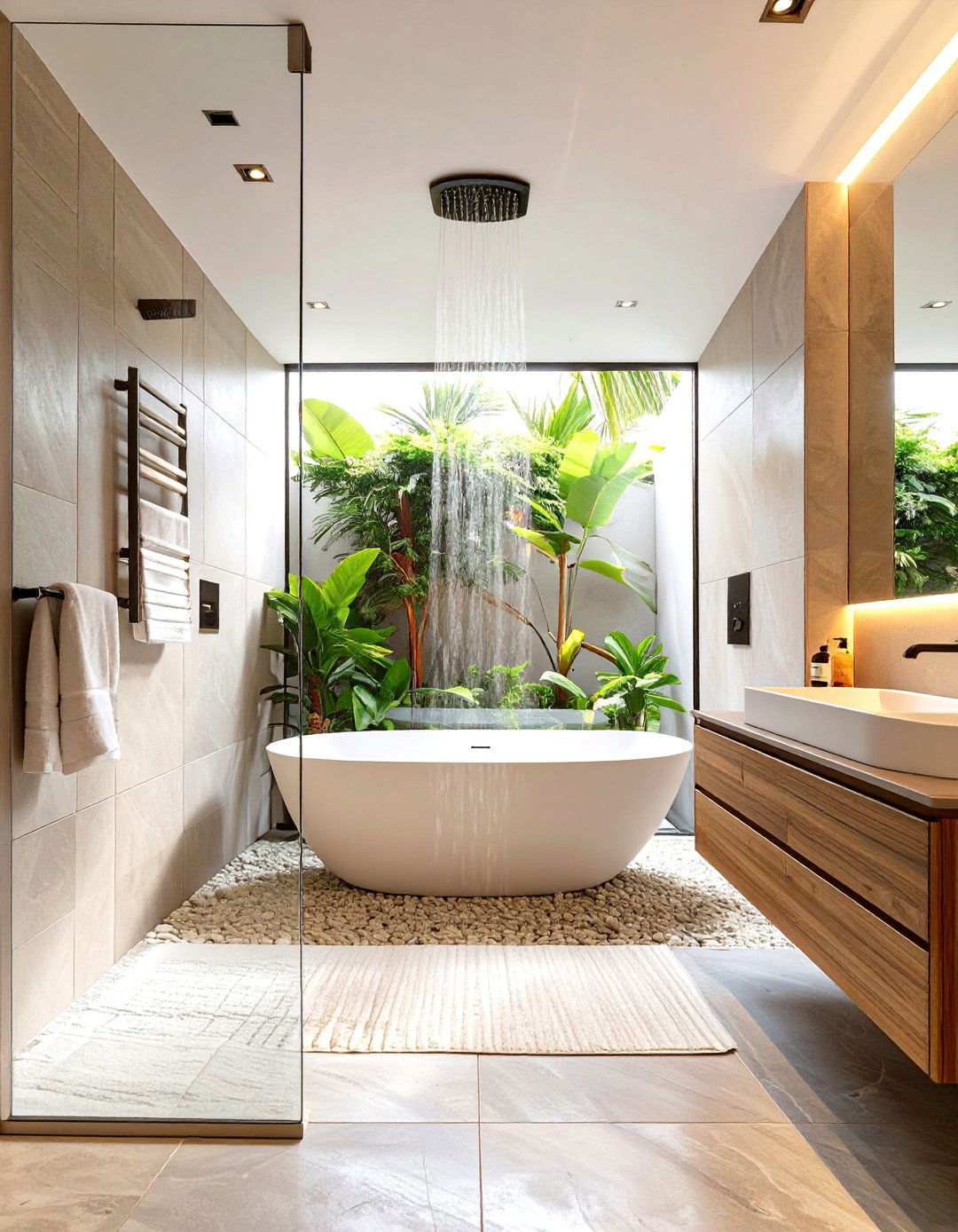 The Freestanding Bathtub and Shower Combo - 30 doorless walk-in shower ideas