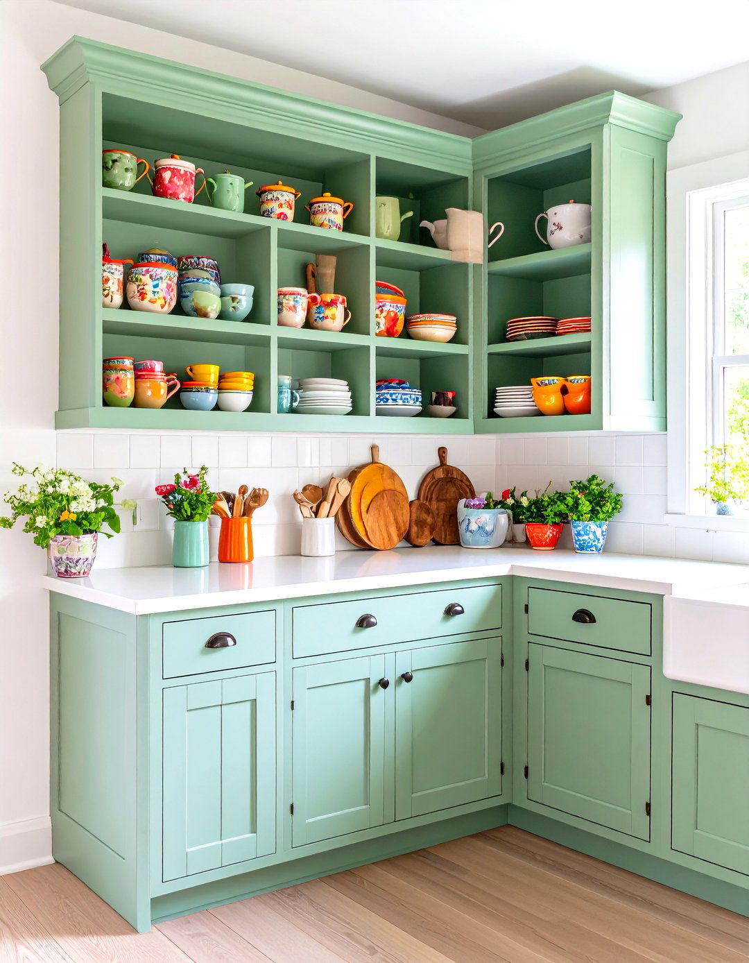 The Freestanding Corner Hutch - 30 kitchen corner cabinet ideas