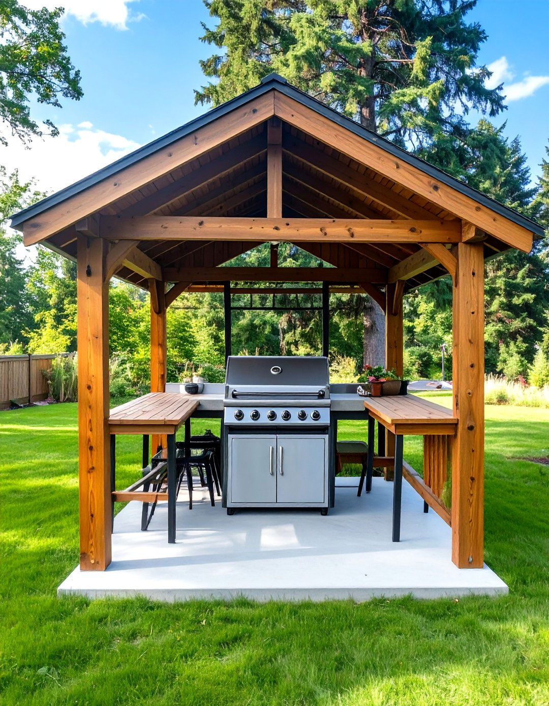 The Freestanding Grill Gazebo - 30 inexpensive covered outdoor kitchen ideas