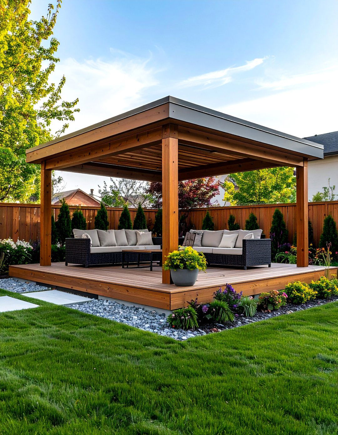 The Freestanding Outdoor Pavilion - 30 backyard covered patio ideas