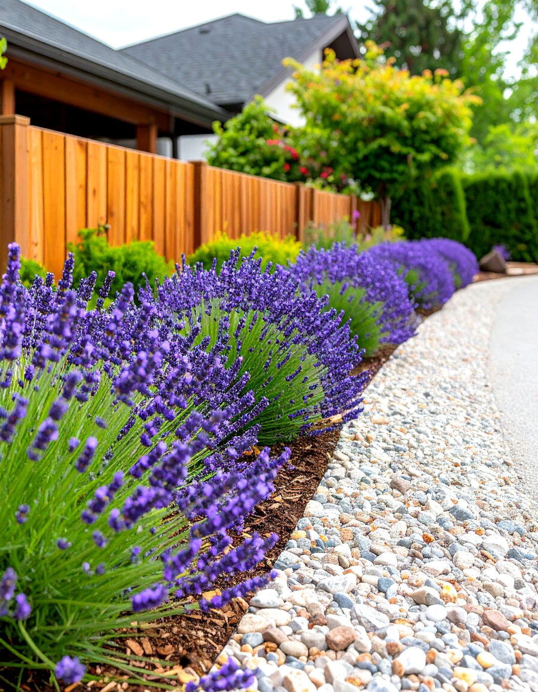 The French Lavender Field Border - 30 driveway border landscaping ideas