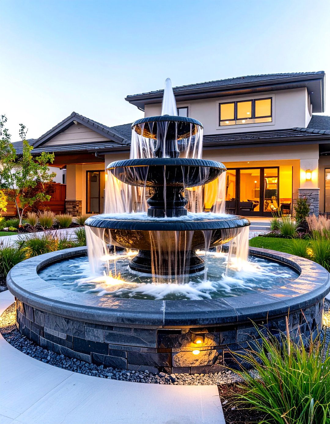 The Front Landscape with a Water Feature - 30 front landscape ideas
