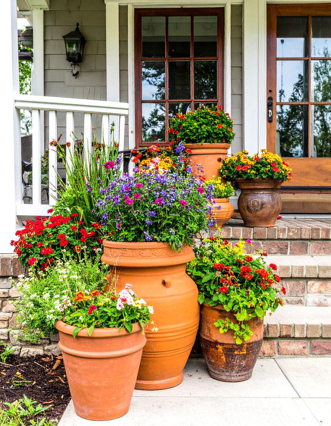 The Front Porch Container Garden - 30 front of house landscaping ideas