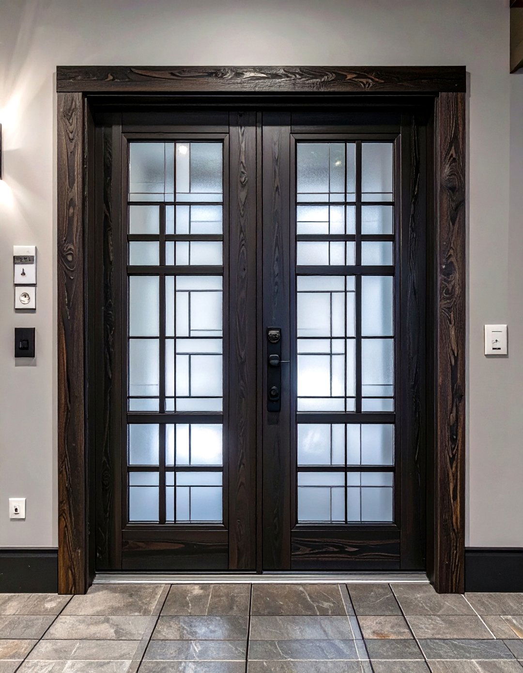 The Frosted Glass Geometric Basement Door - 30 basement door ideas
