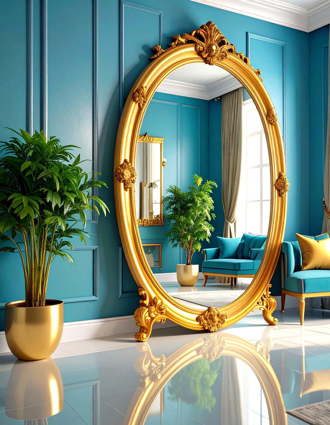 The Full Length Mirror Illusion - 30 living room corner ideas