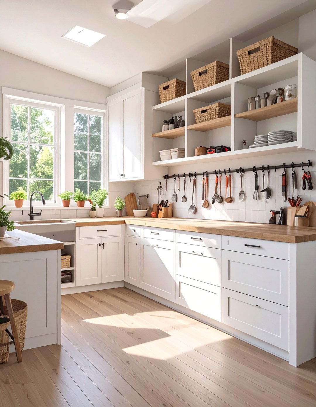 The Full Wall Integrated Garage Workbench and Storage - 30 garage work bench ideas