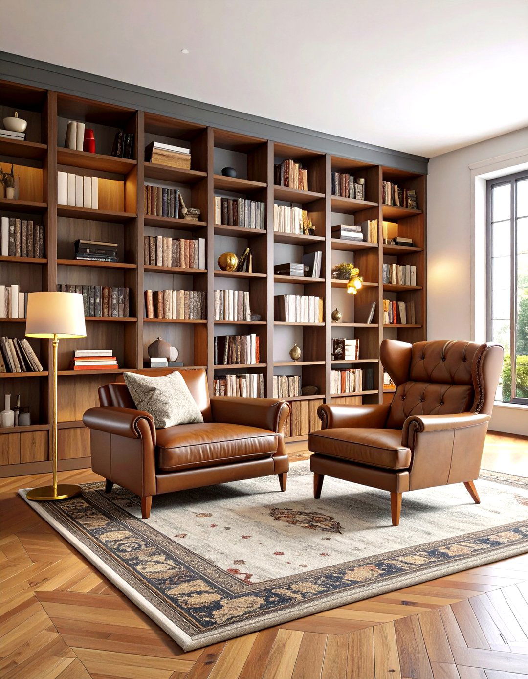 The Full Wall Library Living Room - 30 living room shelf ideas