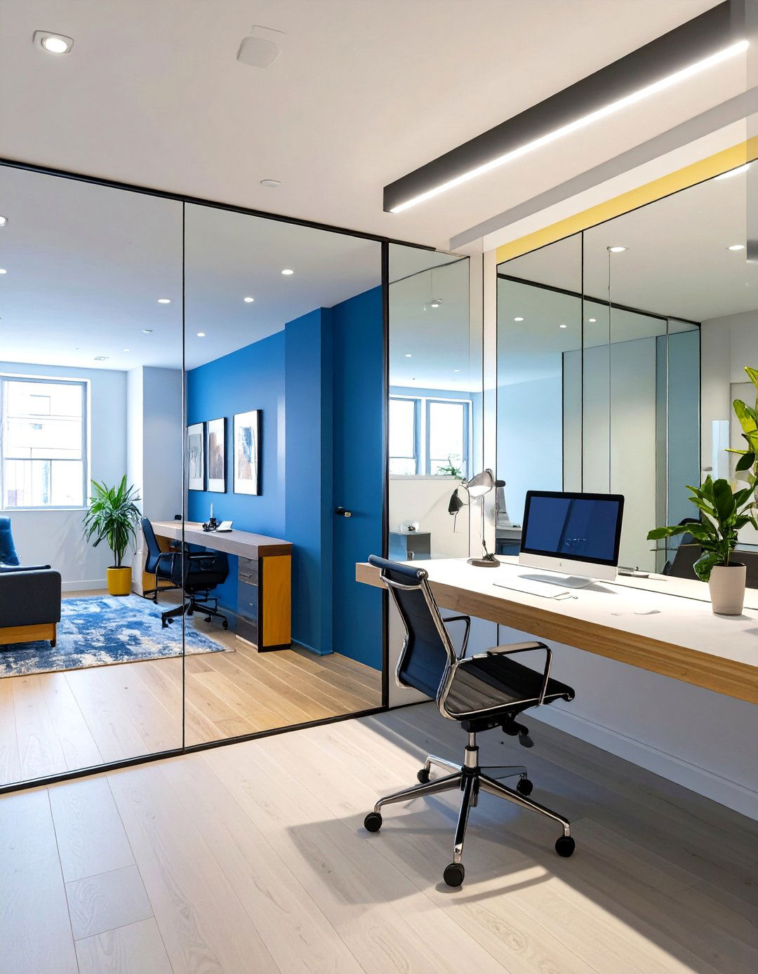 The Full Wall Mirror Basement Office - 30 basement office ideas no windows