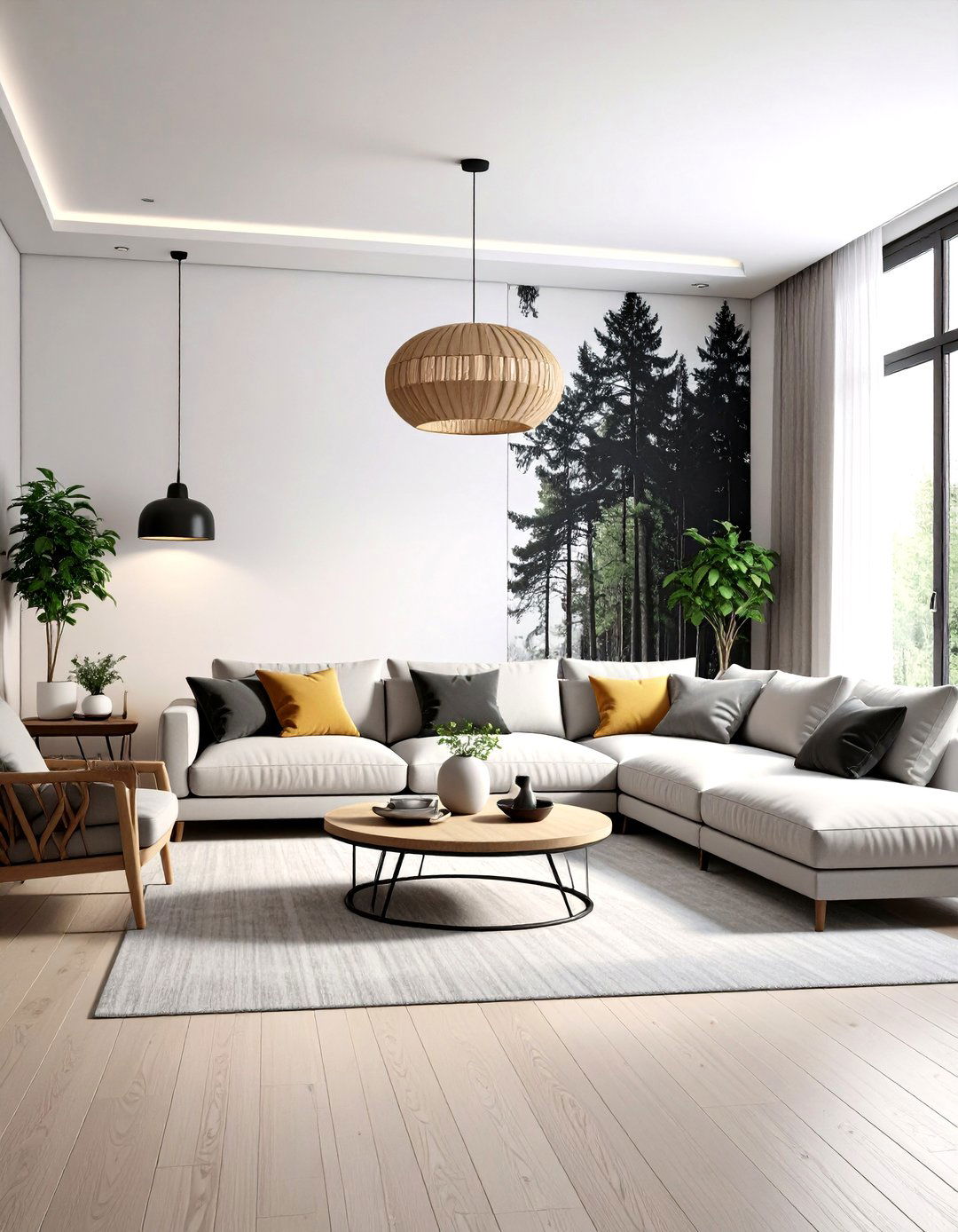 The Full Wall Photo Mural - 30 living room photo wall ideas