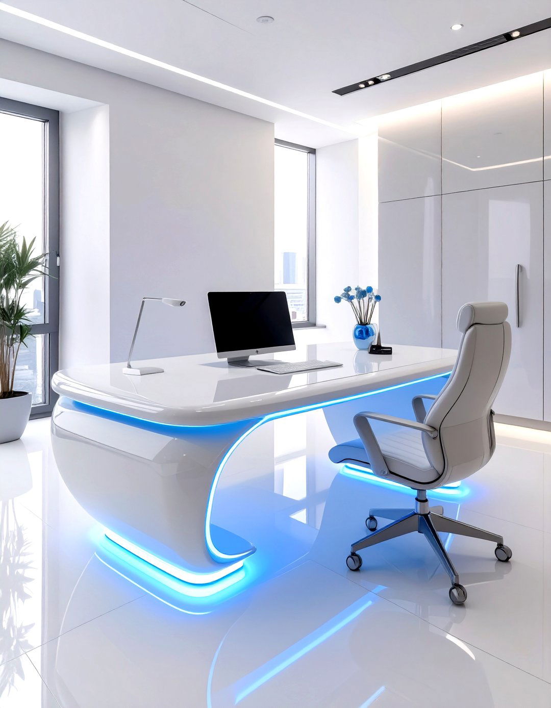 The Futurist High Gloss Office Desk - 30 office desk ideas