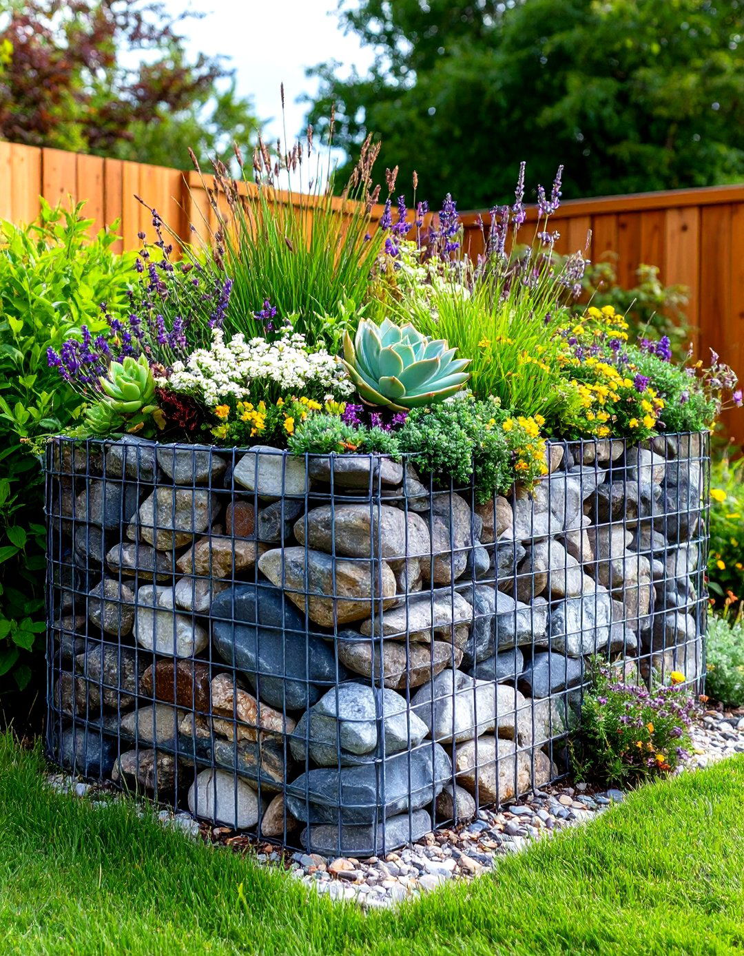 The Gabion Wall Garden Box - 30 garden box ideas